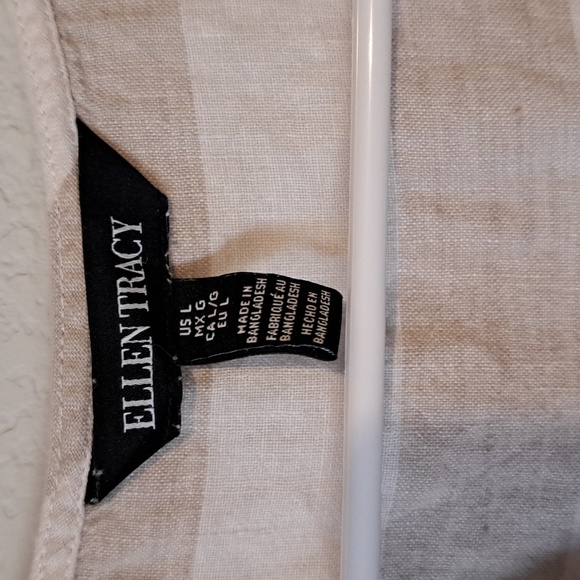 Ellen Tracy 100% Linen striped blouse - Picture 6 of 13